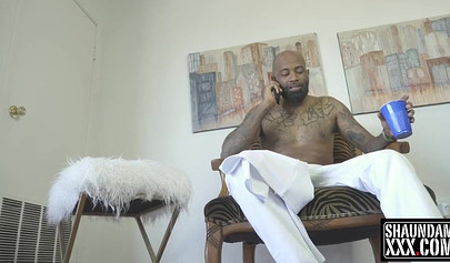 Luscious ebony babe gives a wet cocksucking before being impaled on it balls deep