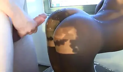 Kinky black chick with tiny tits has her tight ass stretched by a huge white shaft