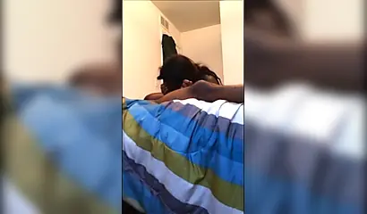 Dashing ebony teenie gives a long and sloppy erotic blowjob to a big black cock