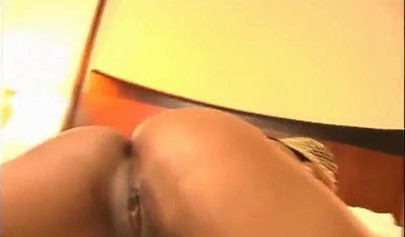 Erotic black chick teases with her amazing fit body in stockings and rubs her cunt