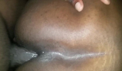 Horny ebony amateur with thick curves takes a big black cock deep in her tight ass