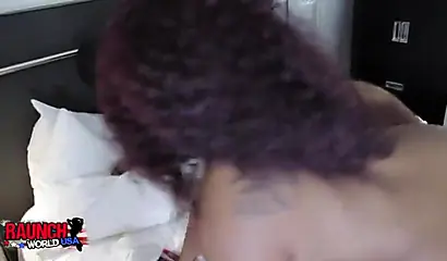 Luscious ebony with thick curves and in sexy fishnets fucked by a hard schlong