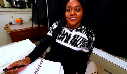 Cute and chubby ebony chick pleasures a big black cock with her mouth and sex toys