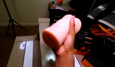 Cute and chubby ebony chick pleasures a big black cock with her mouth and sex toys