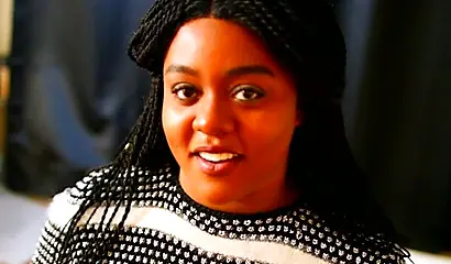 Cute and chubby ebony chick pleasures a big black cock with her mouth and sex toys