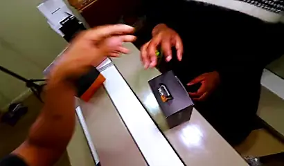 Cute and chubby ebony chick pleasures a big black cock with her mouth and sex toys