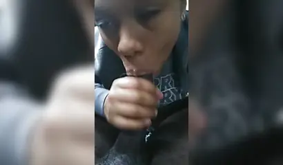 Luscious ebony babe pleasures a big black cock with a long and sloppy blowjob