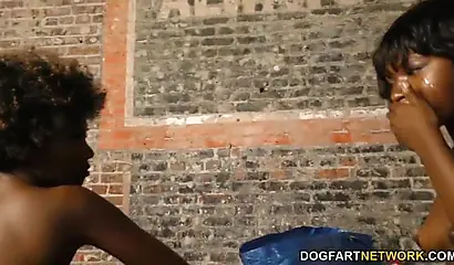 Kinky ebonies Noemie Bilas and Daizy Cooper fuck each other and cocks in gloryhole