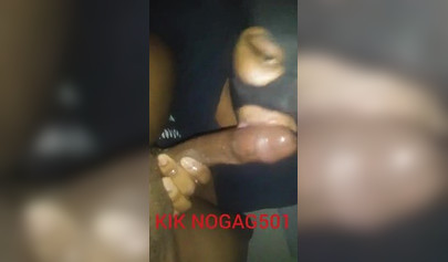 Naughty black amateur girl with a face mask loves giving a long and sloppy blowjob