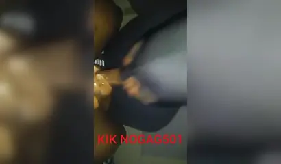 Naughty black amateur girl with a face mask loves giving a long and sloppy blowjob