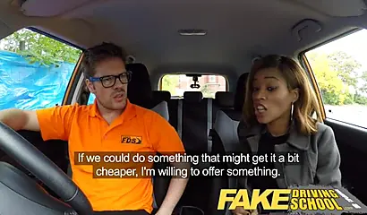 Hot ebony Kiki Minaj fucked by her driving instructor in a fake driving school