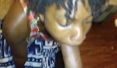 Horny ebony amateur chokes on a big black cock and fucked in her schoolgirl outfit