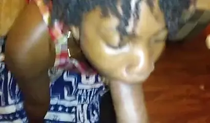 Horny ebony amateur chokes on a big black cock and fucked in her schoolgirl outfit