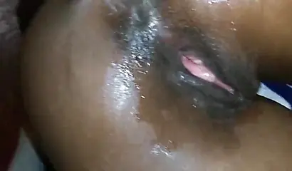 Horny ebony amateur chokes on a big black cock and fucked in her schoolgirl outfit