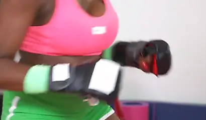 Beautiful fit ebony seduced by an exotic Asian lesbian into fucking after workout