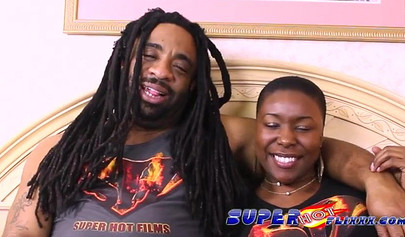 Sensual ebony with short hair and a big ass enjoys giving a long and wet blowjob