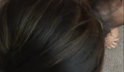 Beautiful ebony lady Daisy Marie gives a great blowjob and strips nice and easy