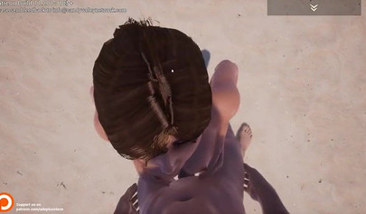 Ebony chicks take huge black dicks in a video game and they seem to love it