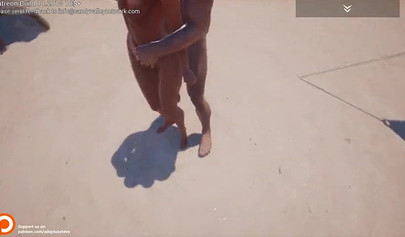 Ebony chicks take huge black dicks in a video game and they seem to love it