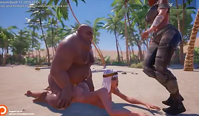 Ebony chicks take huge black dicks in a video game and they seem to love it