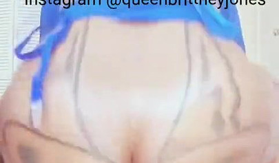 Hot ebony chick Brittney Jones plays with her asshole and puts dildos in it