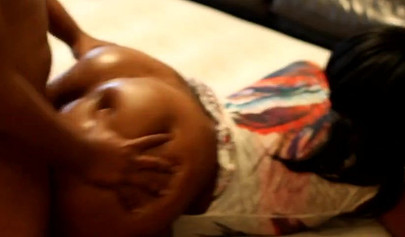 Teenage ebony sweetie with a big ass sucks a dick and then gets fucked in it