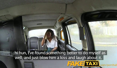 Pretty and skinny ebony MILF sucks and fucks a white dick during a cab ride