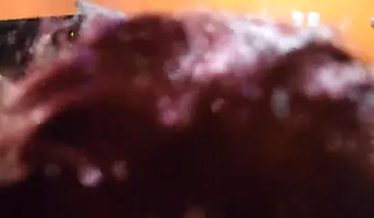 Fat black chick with curly purple hair gets fucked in her tight little throat