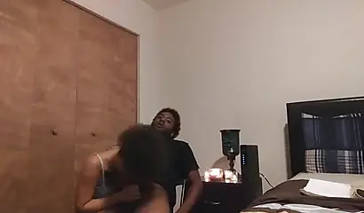 Kinky ebony amateur loves slobbering on a big black cock before riding it hard