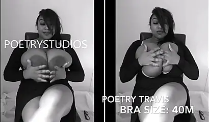 Compilation of sensual black ladies teasing by fondling their massive round tits