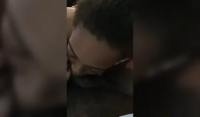 Naughty ebony amateur gives a sloppy blowjob and gets rewarded with a mouthful