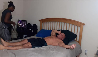 Sexy ebony amateur gives a sloppy blowjob before being railed by a hard white dick