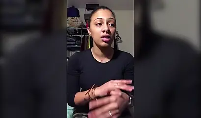 Naughty ebony teenager gives a kinky fetish performance drinking soda and burping