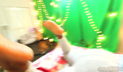 Cute and chubby black chick gives a wet and messy blowjob before being pounded