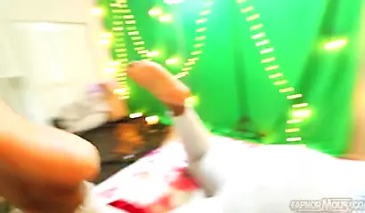 Cute and chubby black chick gives a wet and messy blowjob before being pounded