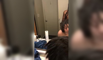 Naughty black amateur with big tits bent over and fucked long and hard doggy style