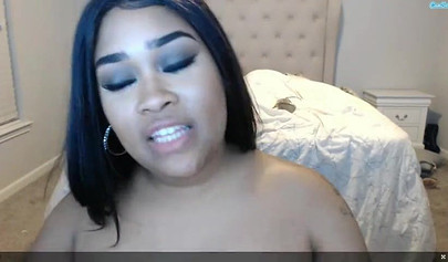 Beautiful black amateur babe shows off her curvy body and teases on live cams