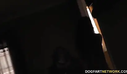 Ebony nurse Sarah Banks gives a blowjob and a rimjob and has her ass hammered