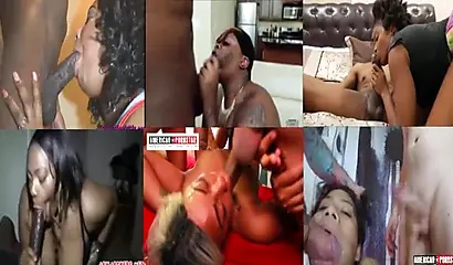 Compilation of many horny black chicks sucking and deepthroating big hard cocks