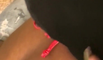 Horny and kinky masked black chick deepthroats and chokes on a massive hard dick