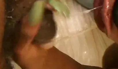 Horny and kinky masked black chick deepthroats and chokes on a massive hard dick