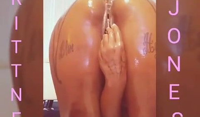 Naughty black instagram model shows off her wet snatch before fisting and dildoing