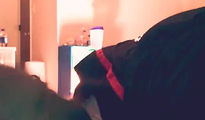 Naughty ebony babe enjoys ass slapping while being pounded doggy style balls deep