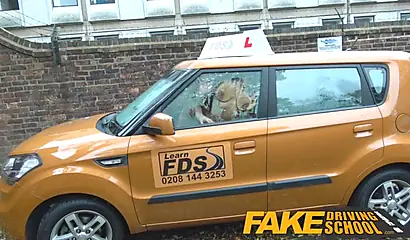 Beautiful young ebony with big tits fucks her driving instructor to pass the exam