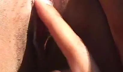 Fit black African babe fucked by a dildo outside before sucking and riding a cock