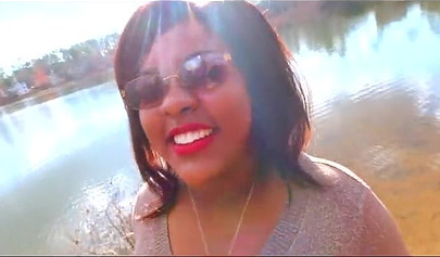 Curvy and adorable black teenie gives an outdoor blowjob and fucks doggy style