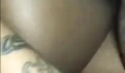 Ebony with big ass sucks a dick as deep as she can before taking it in her pussy