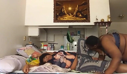 Fat ass ebony babe has her pussy licked by her lesbian lover as she cums wild