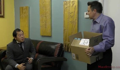 Dominant black MILF makes her employee drop on his knees to lick her fat ass