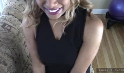 Stunning black babe loses her dress and takes a big black dildo up her pussy